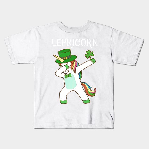 Dabbing Lepricorn Irish Unicorn St Patricks Day Tee Kids T-Shirt by Macy XenomorphQueen